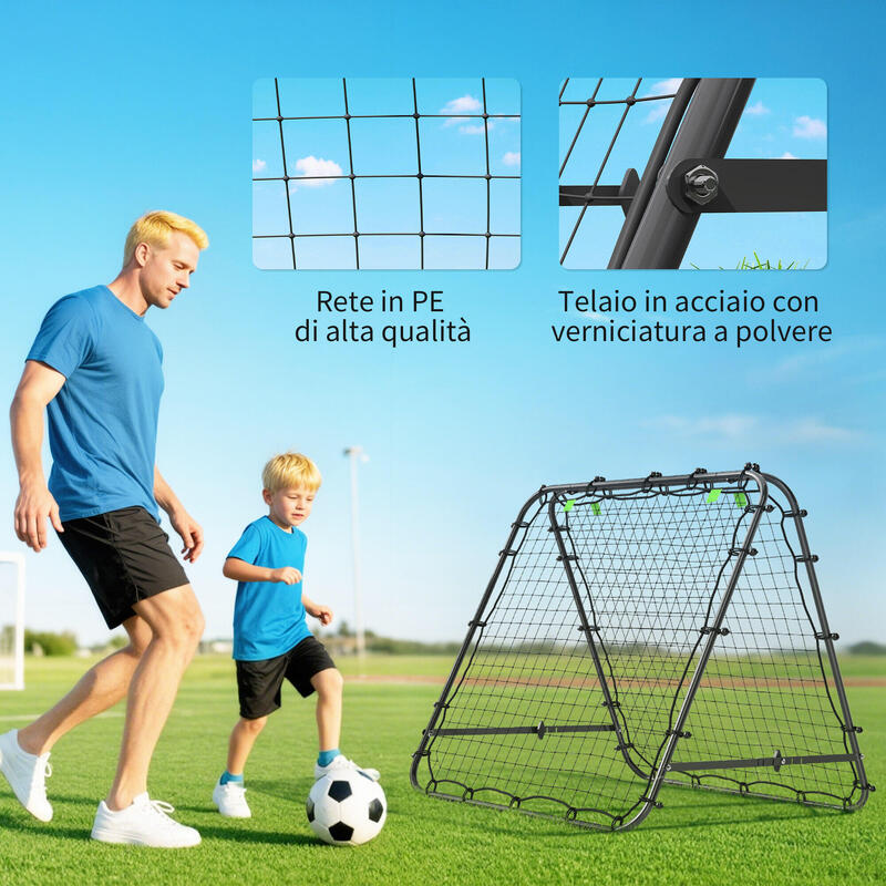 Plasă de fotbal pliabilă HOMCOM cu unghi reglabil, neagră