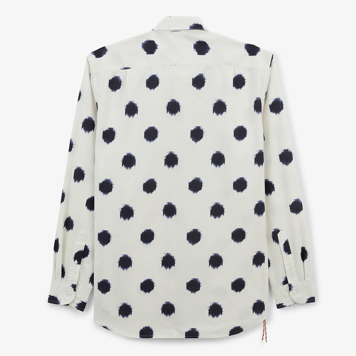 Camicia a maniche lunghe in cotone stampato a pois grandi bianchi 3/6