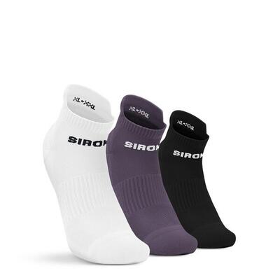 Heren en dames fitness sportieve enkelsokken 3-pack trim lavander wit