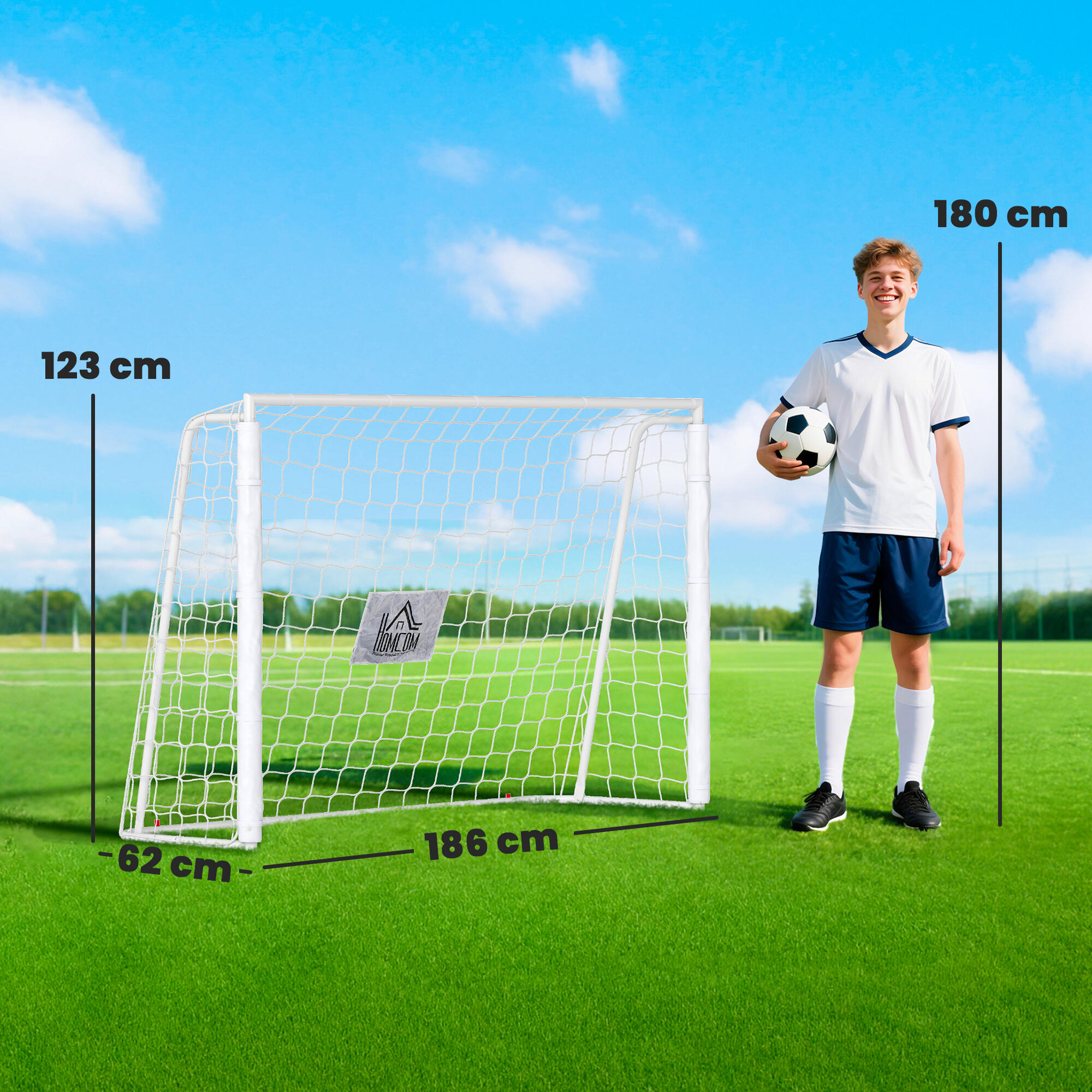 HOMCOM Porta da Calcio da Giardino con Bersaglio Centrale e Pali Bianca 3/7