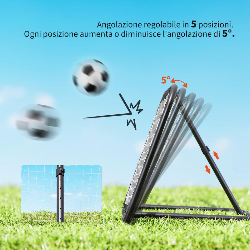 Plasă de fotbal HOMCOM cu unghi reglabil din metal