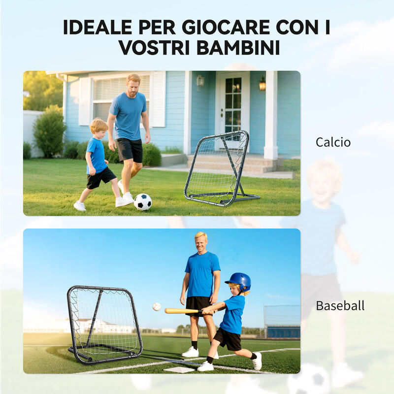 Plasă de fotbal HOMCOM cu unghi reglabil din metal