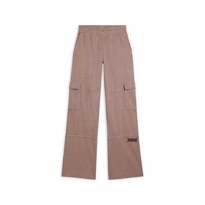 Pantaloni cargo wide leg in felpa con tasconi