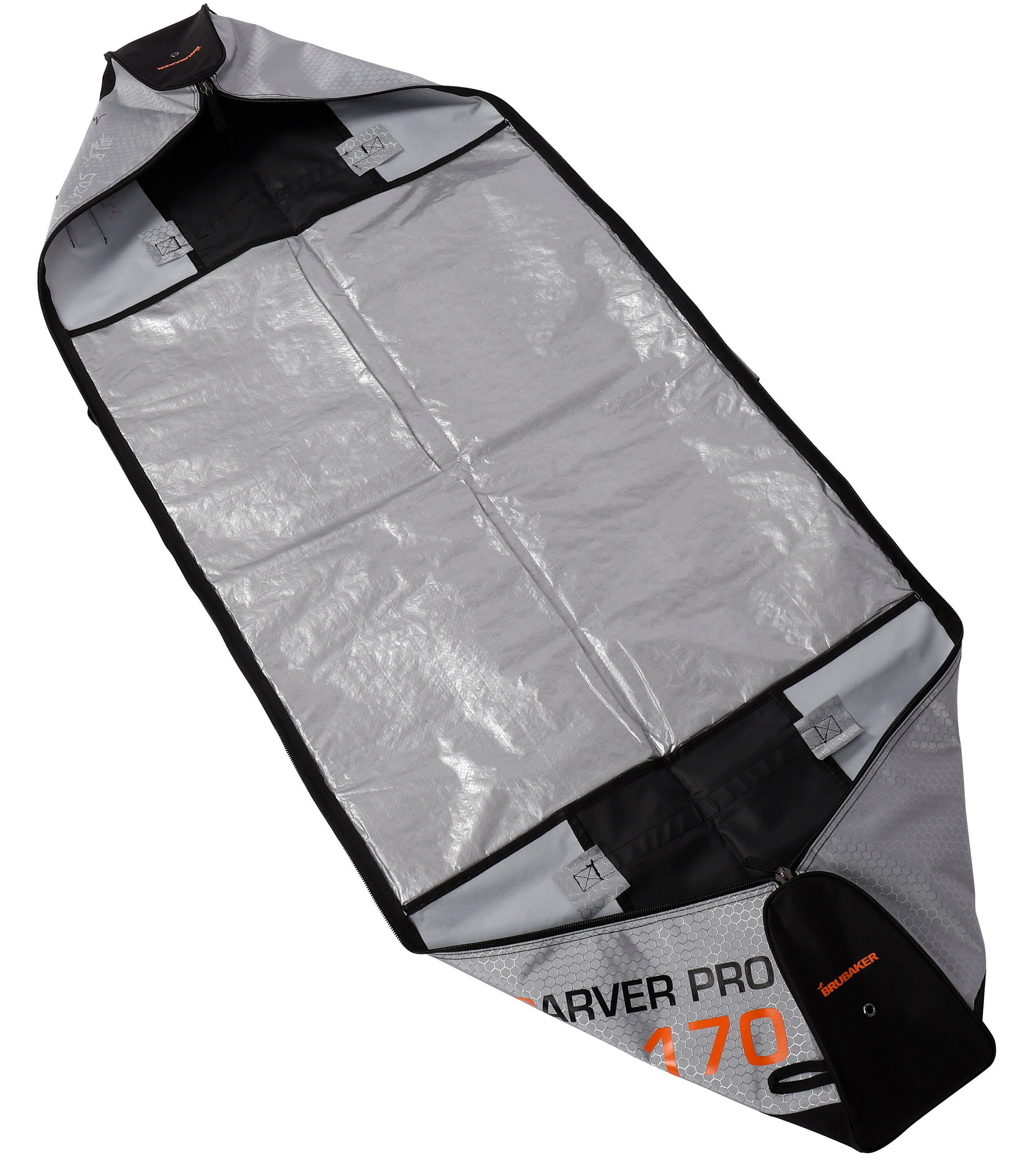 BRUBAKER CarverTec Pro Skitasche für Ski+Stöcke - 170cm - Silber/Orange 2/4