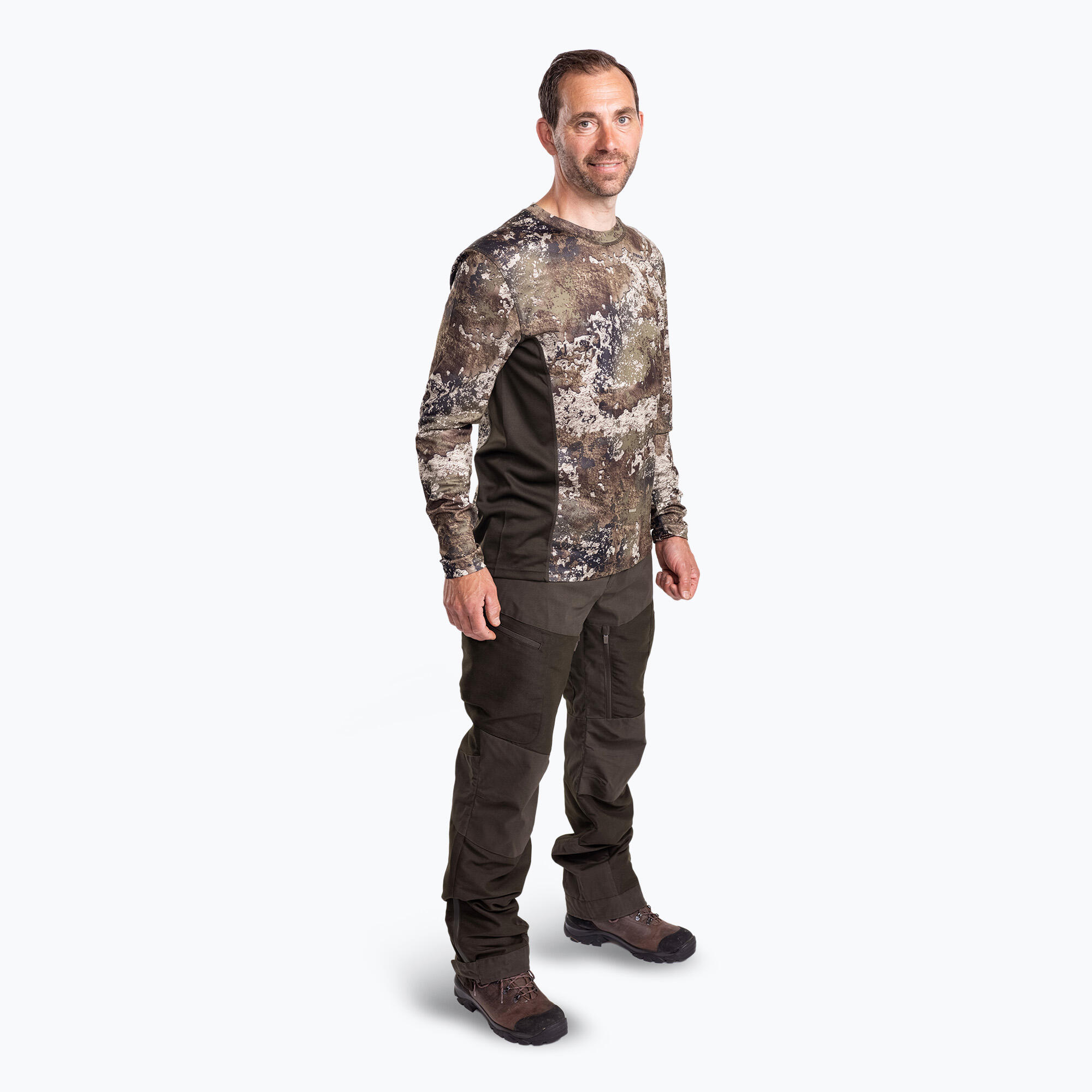 Camisola térmica masculina Pinewood Abisko Merino Base Layer com zíper meia 2/5