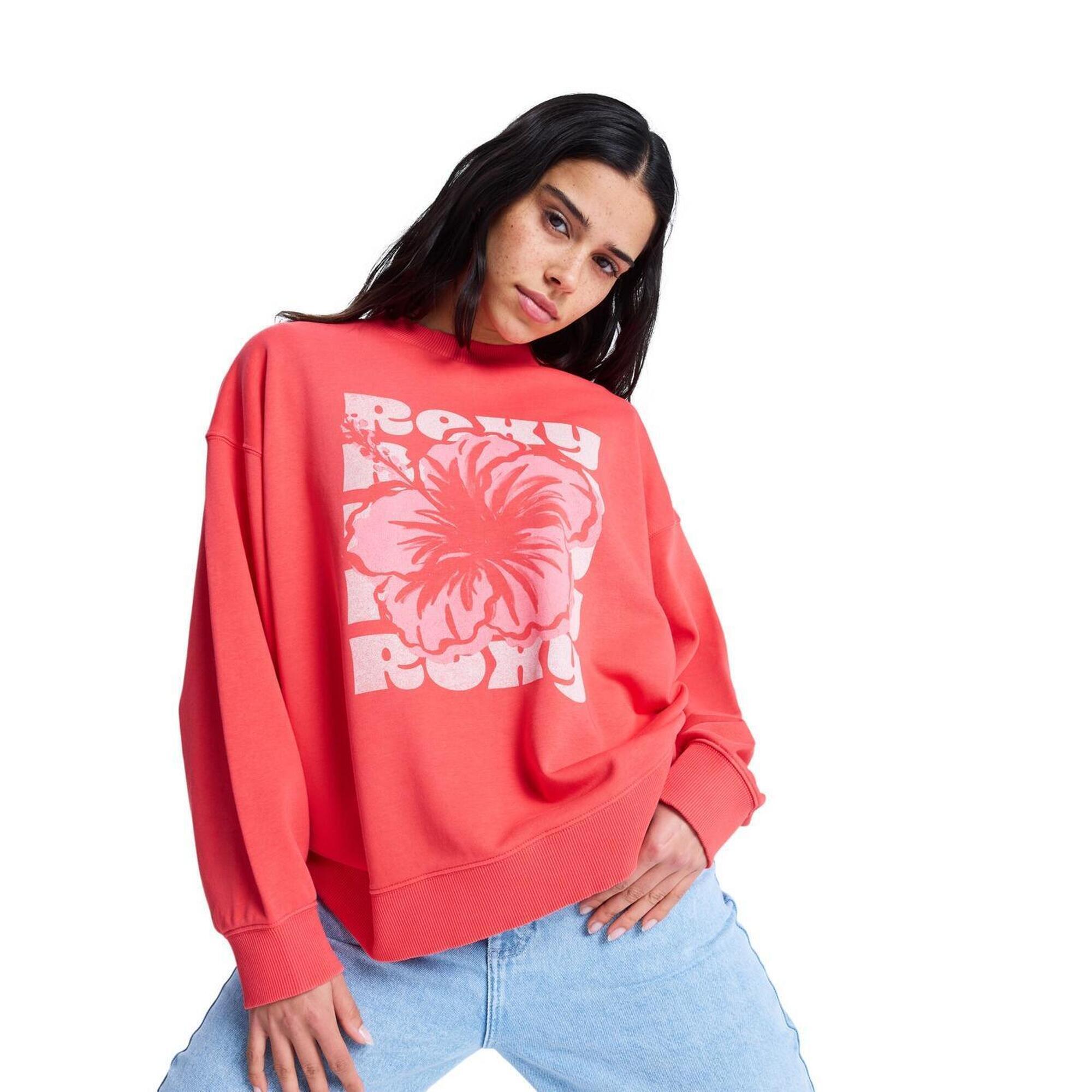 Roxy - Sweat Lineup Terry Rouge Femme - Sweat-shirt - Rose - Decathlon
