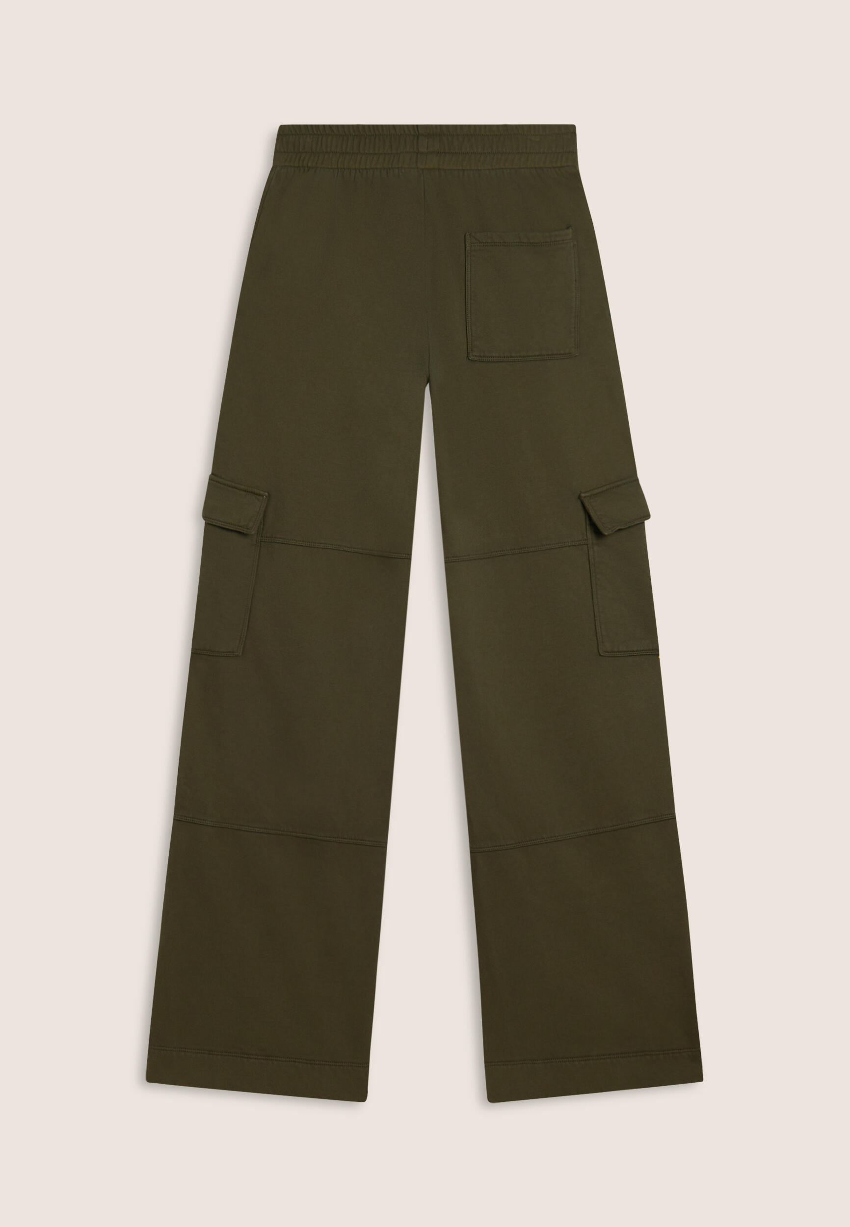 Pantaloni cargo wide leg in felpa con tasconi 2/3