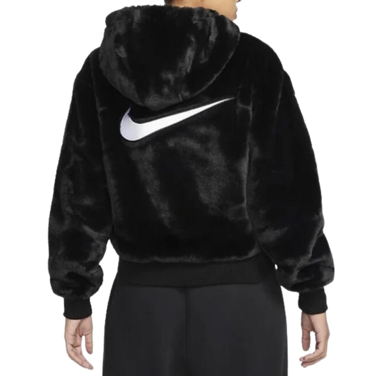 Faux Fur Jacket  Sportswear Essentials Black White 3/3