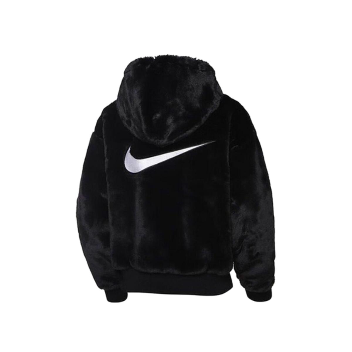 Faux Fur Jacket  Sportswear Essentials Black White 2/3