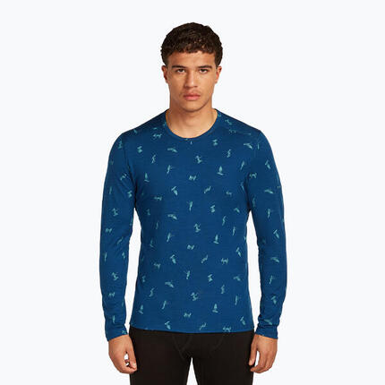 Heren thermisch ondershirt met lange mouwen icebreaker Merino 200 Oasis Crewe
