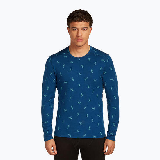Heren thermisch ondershirt met lange mouwen icebreaker Merino 200 Oasis Crewe