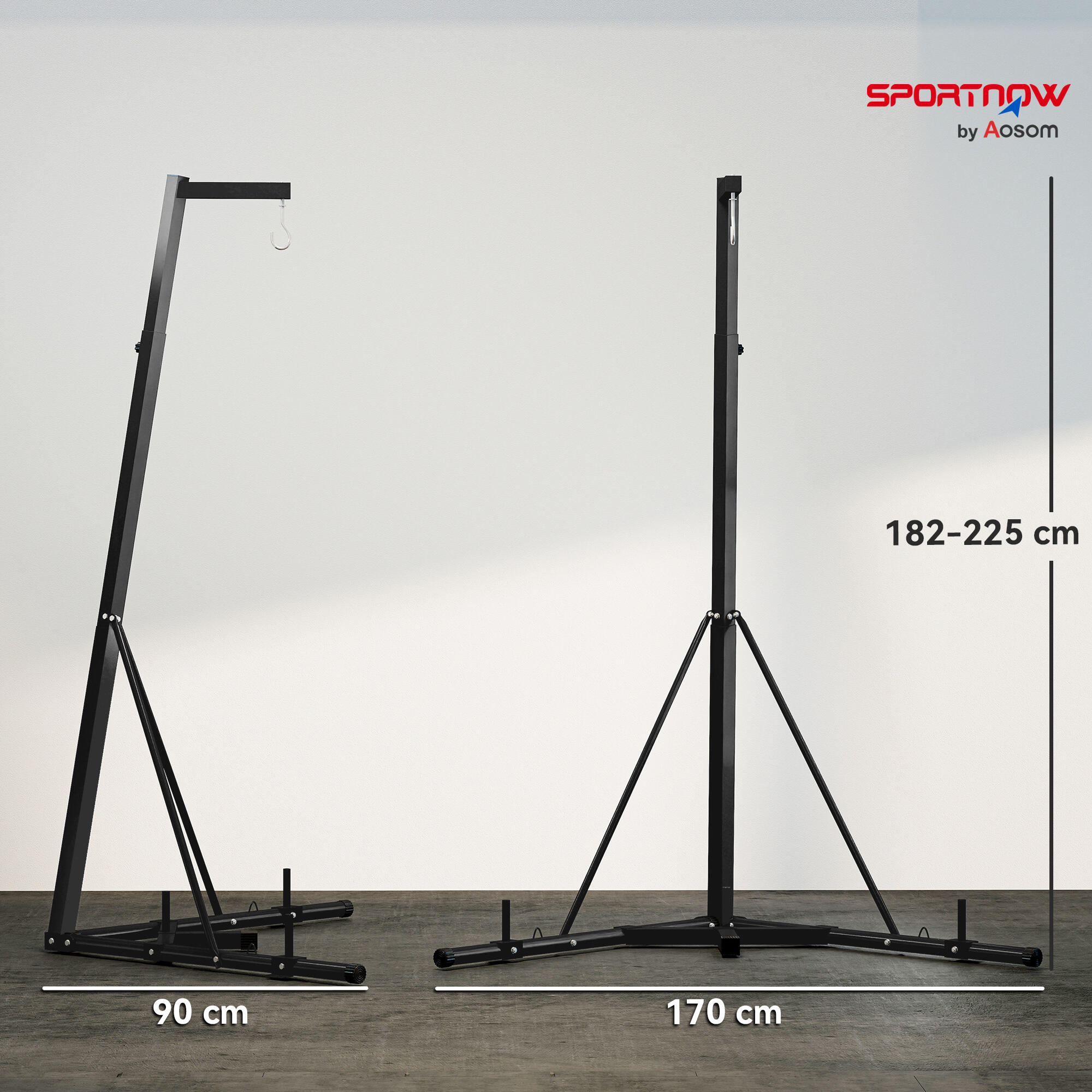 SPORTNOW Supporto Sacco Boxe Regolabile in Altezza 182-225 cm Autoportante Nero 3/8