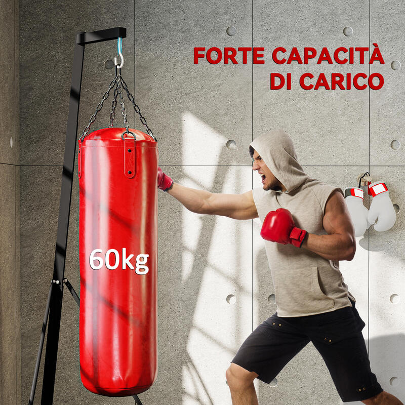 Suport pentru sac de box SPORTNOW, reglabil, 82-225 cm, independent, negru