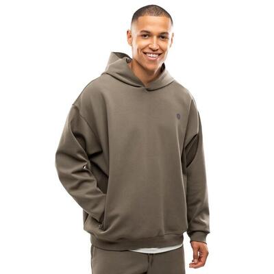 Heren fitness sportieve hoodie motion green bruin