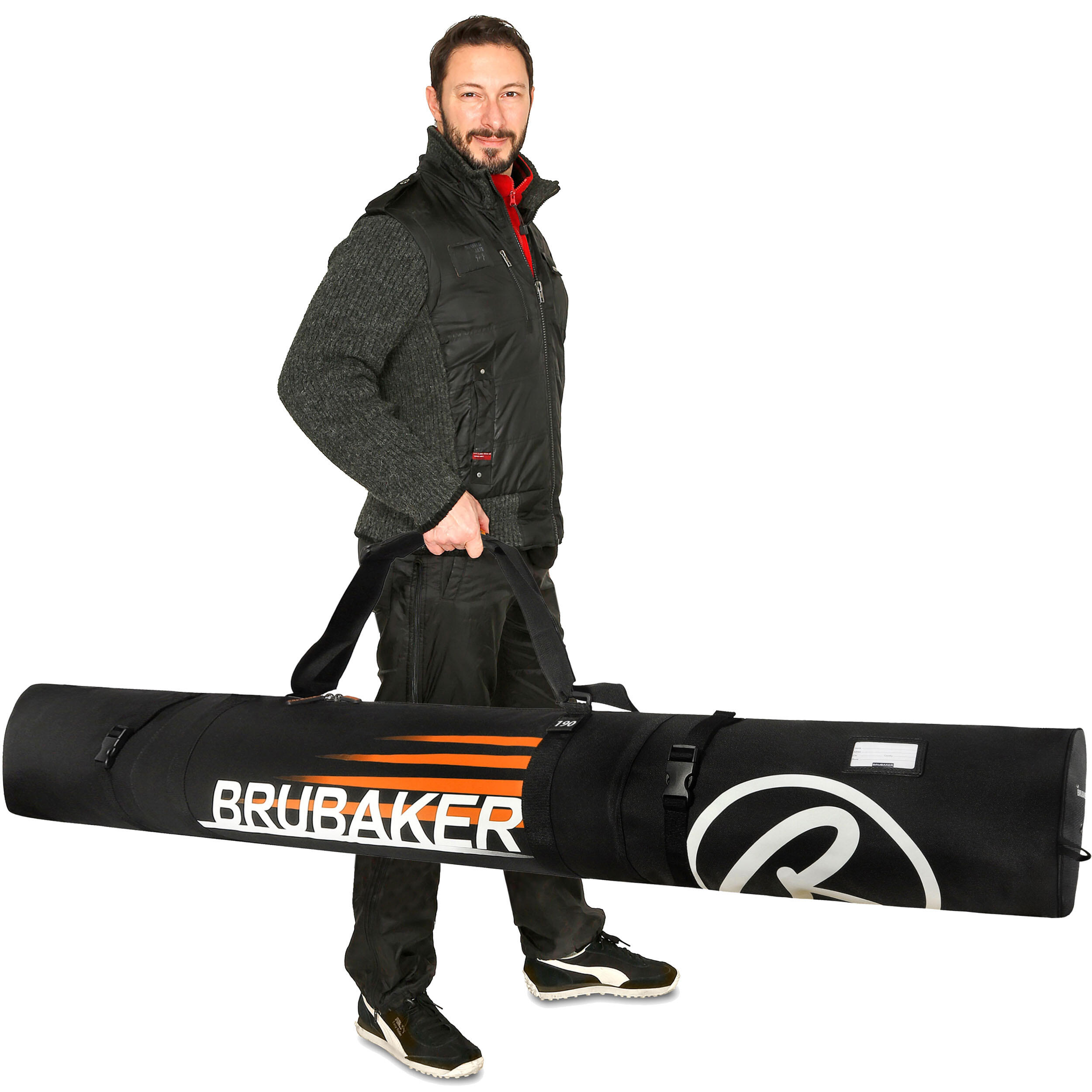 BRUBAKER Carver Champion skitas 190cm gevoerd zwart/oranje 2/5