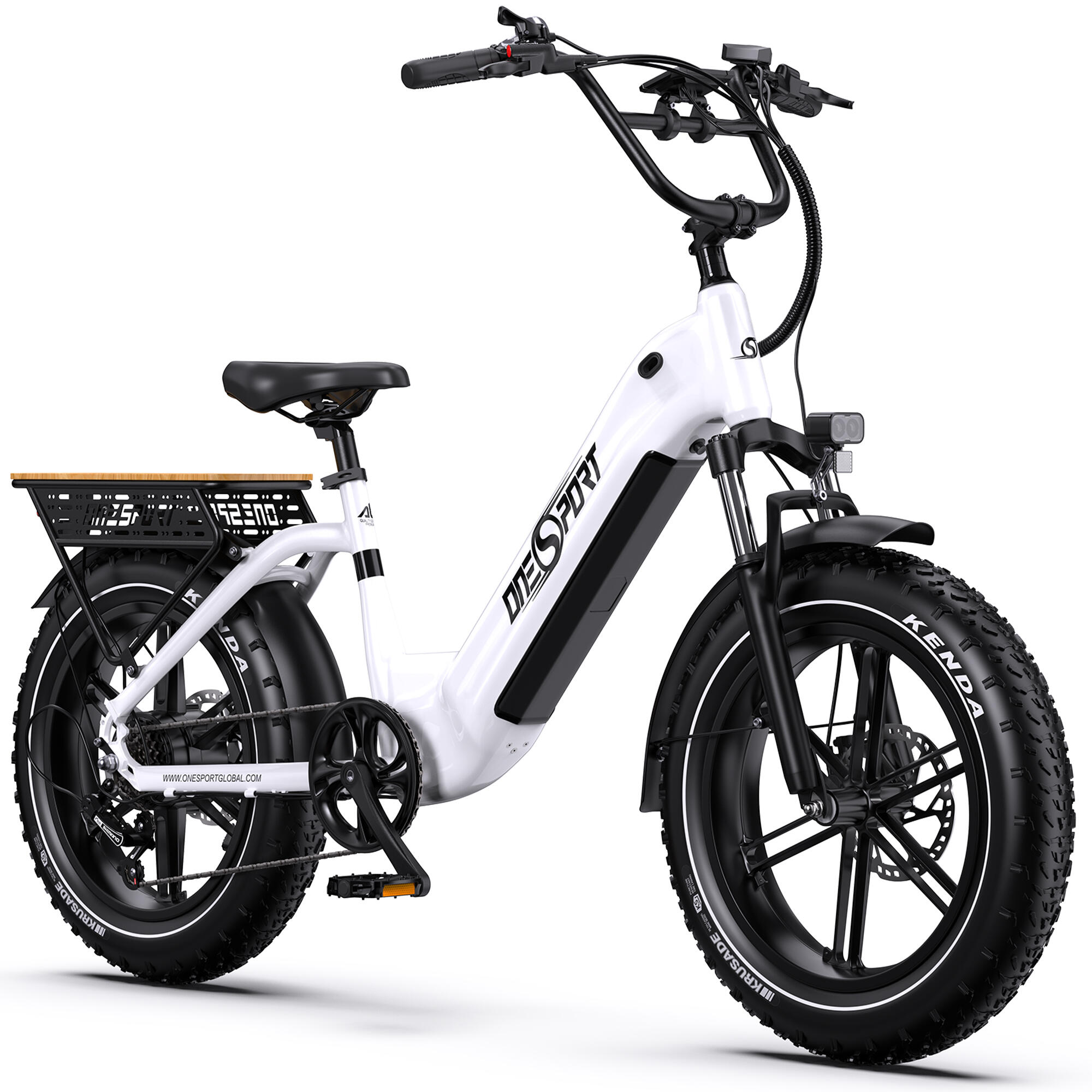 Bicicleta Elétrica 250W · Autonomia 80–90 km · 65 Nm · Pneus Largos 2/6