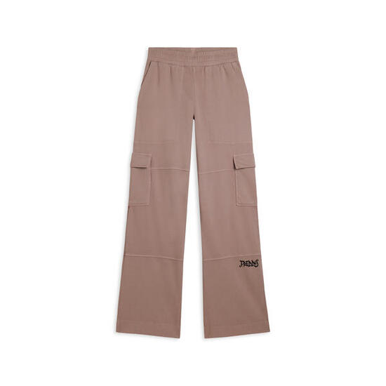 Pantaloni cargo wide leg in felpa con tasconi