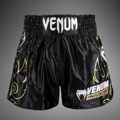 Short Muay Thai Venum VTC Flames – Nero/Oro – M