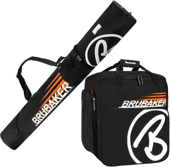 BRUBAKER Champion Set: Skitasche+Skischuhtasche, 170cm, Schwarz/Grün, inkl. Helm