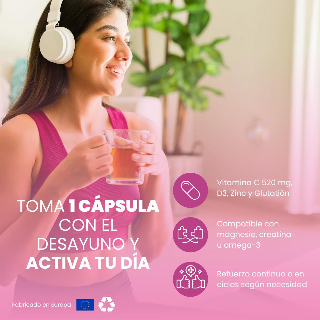 Vitamina C Liposomal Zinc D3 Glutatión Inmunidad 60 uds 5/7