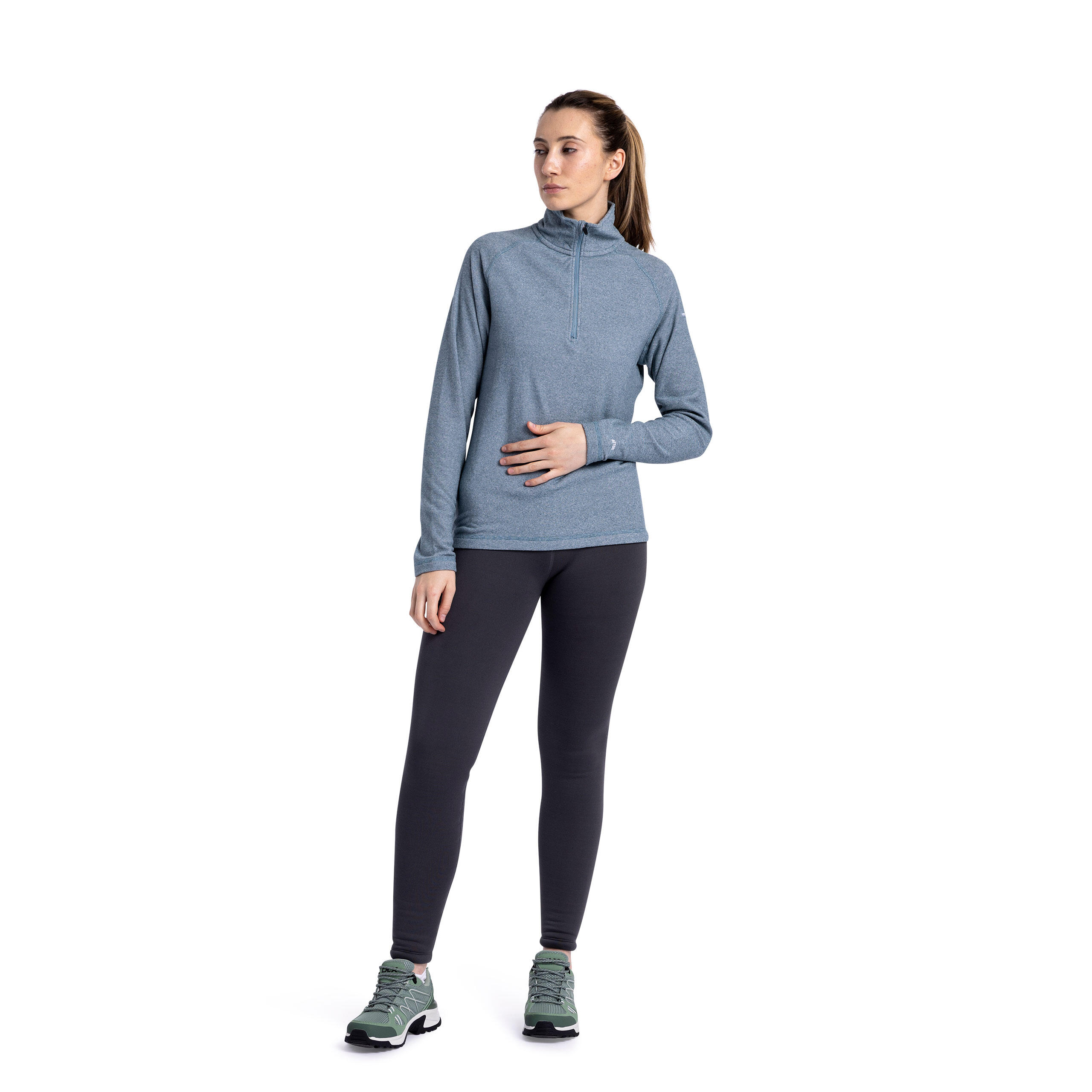 Womens 1/2 Neck Zip Brushed Back Fleece Top - Meadows 2/5