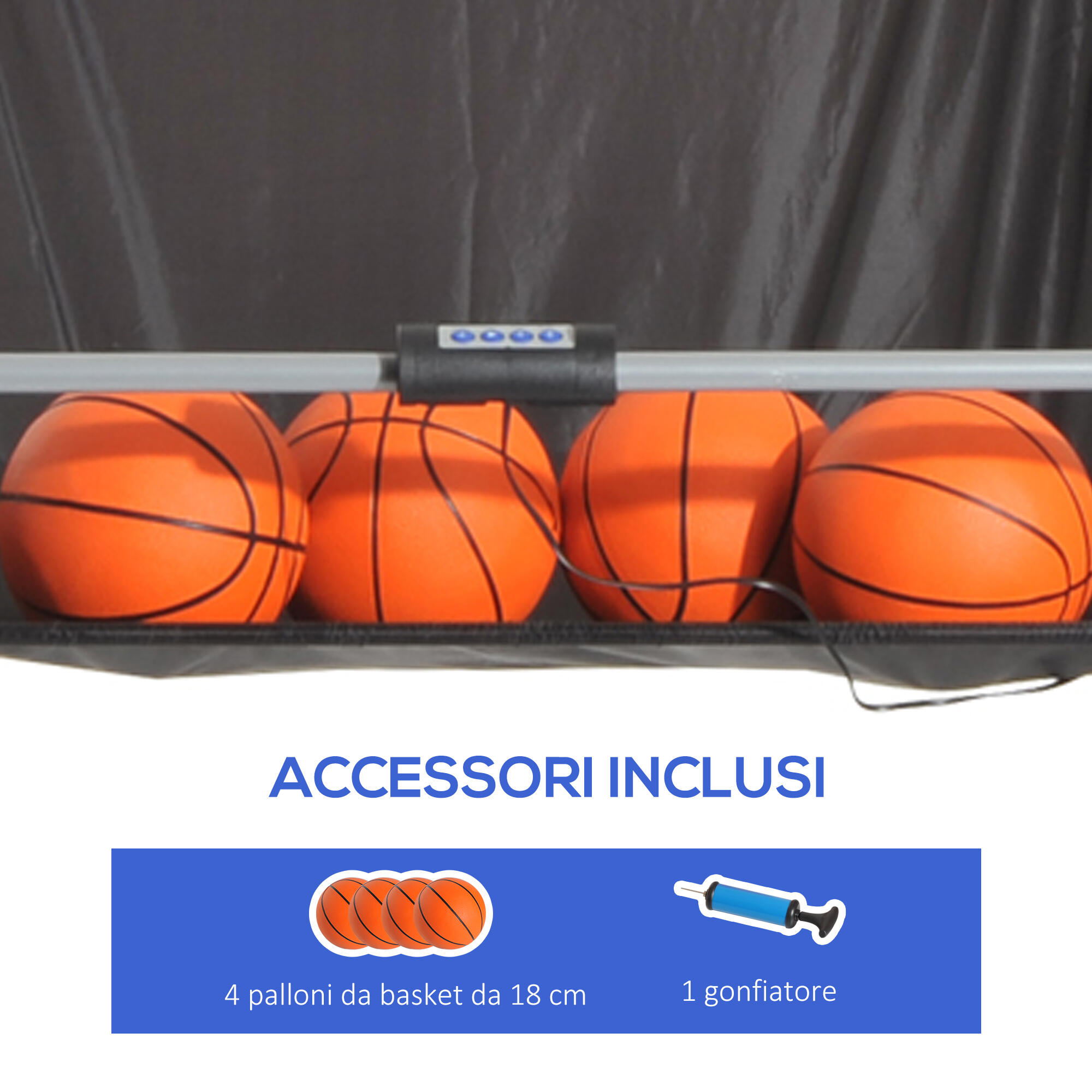 HOMCOM Canestri Basket con Tabellone LED e 8 Modalità di Gioco Bianco e Nero 5/8