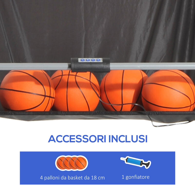 Coș de baschet HOMCOM cu panou LED și 8 moduri de joc, alb-negru