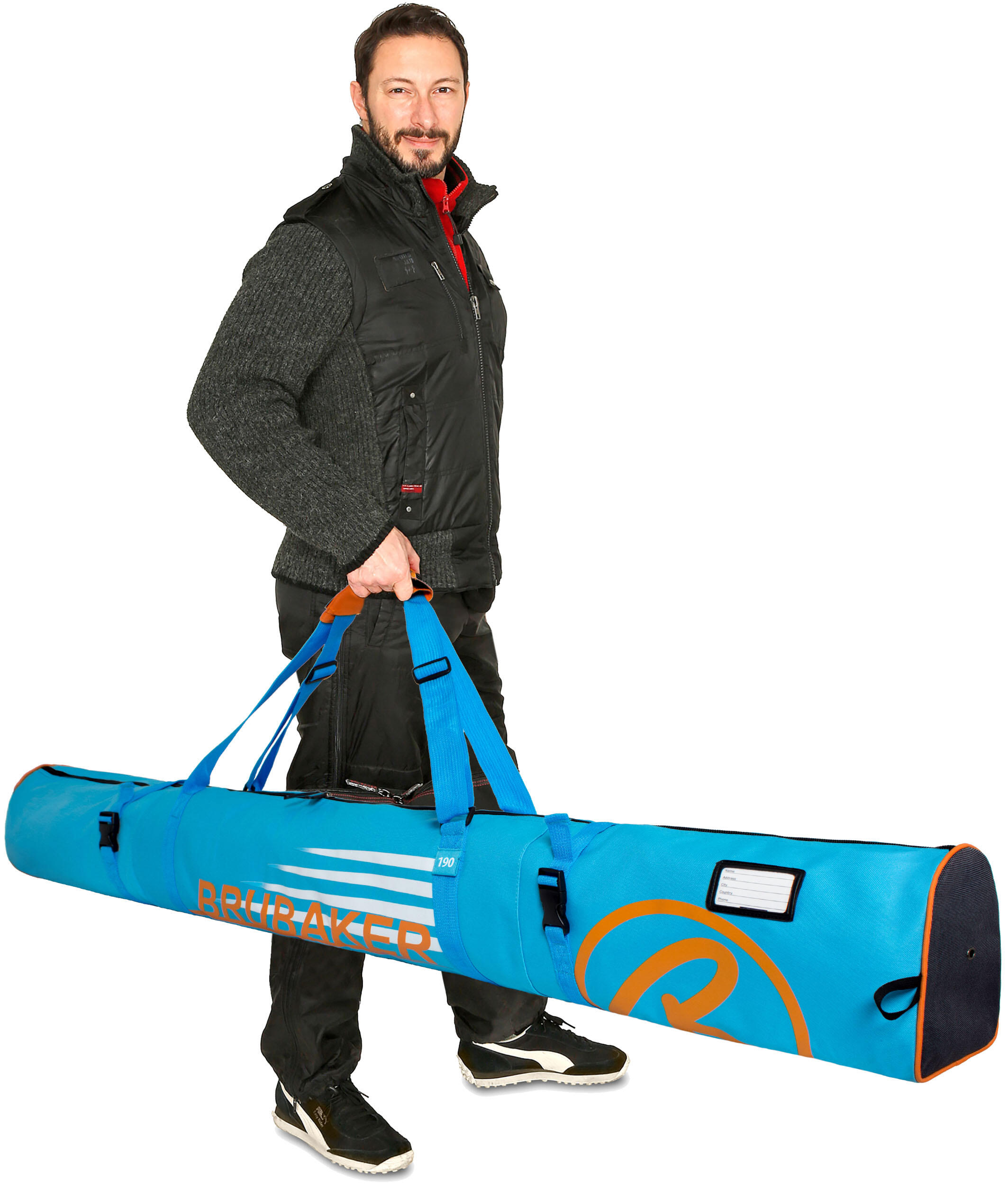 BRUBAKER Carver Champion skitas 190cm gevoerd blauw/oranje 2/6