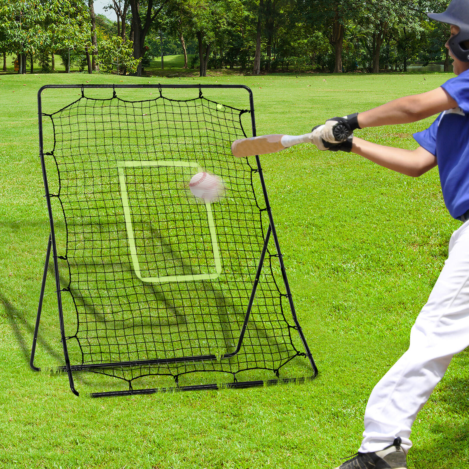 HOMCOM Rebounder per Calcio e Baseball Pieghevole con 21 Corde Nero 2/8