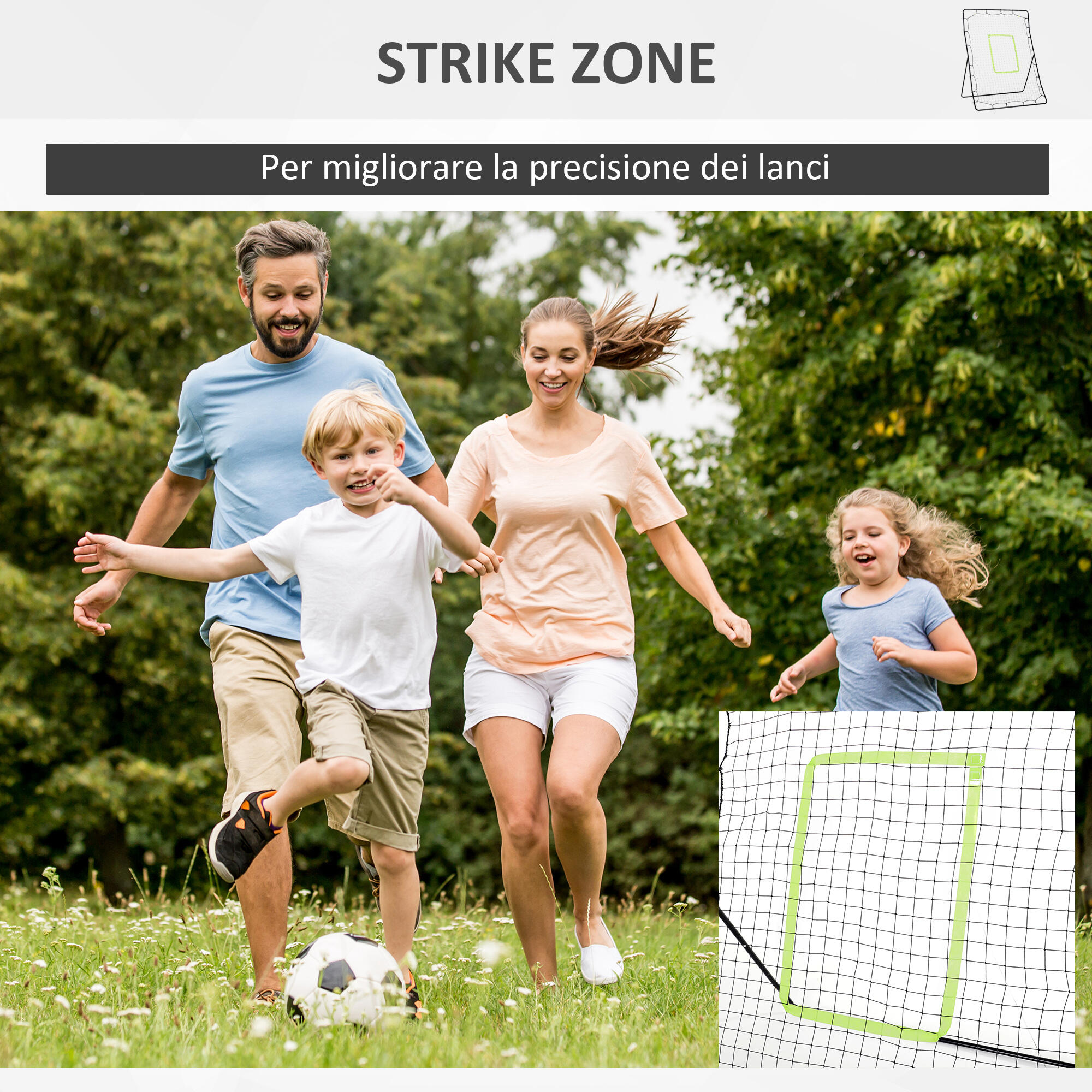 HOMCOM Rebounder per Calcio e Baseball Pieghevole con 21 Corde Nero 4/8