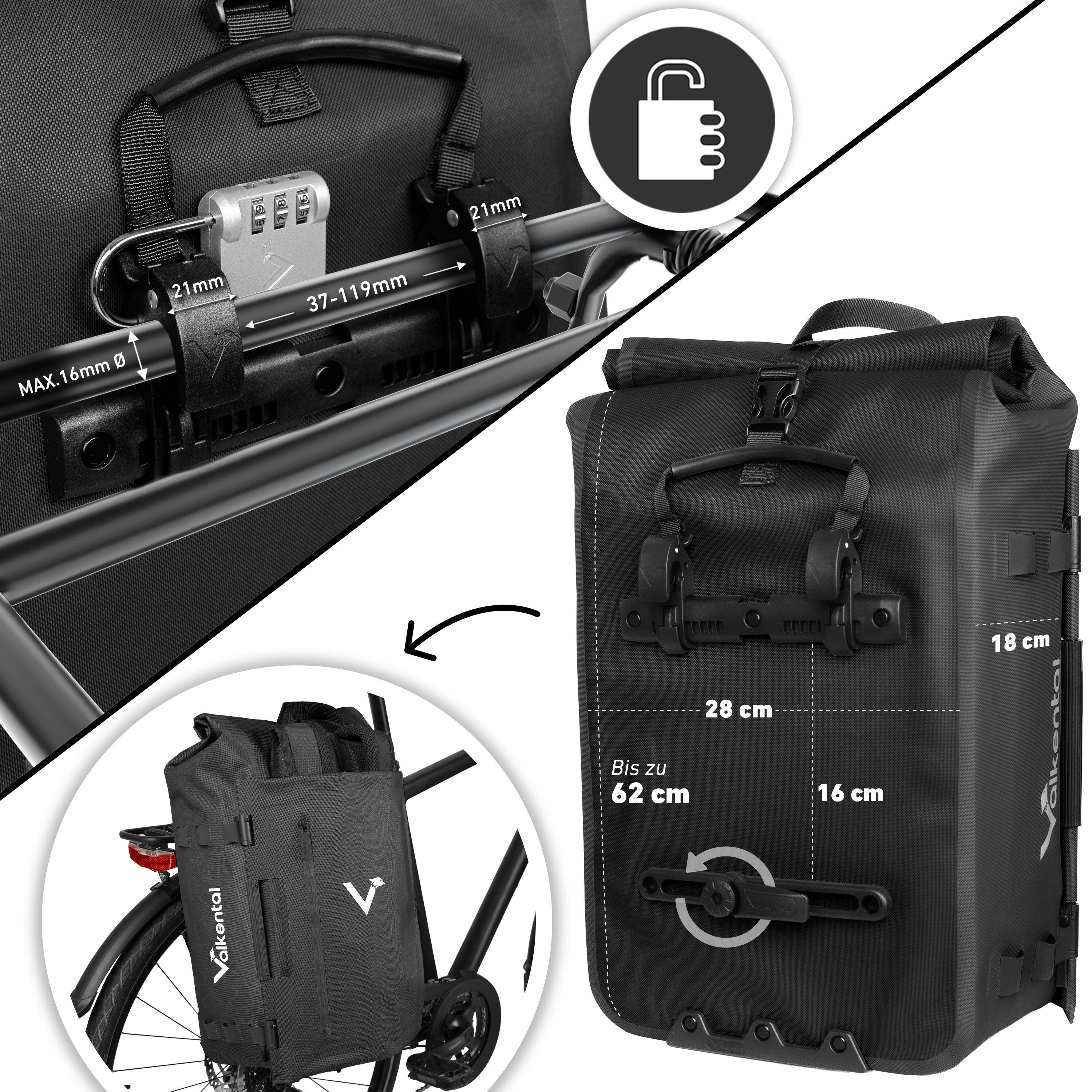 Sacoche Vélo 2en1 & Sac à Dos - 28L Imperméable - Porte-bagages pour E-Bik 4/8