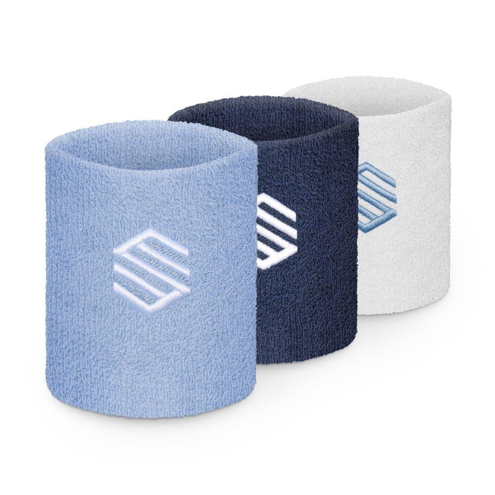 SIROKO Men & Women Tennis wristbands 3-pack Inner Blues Blue