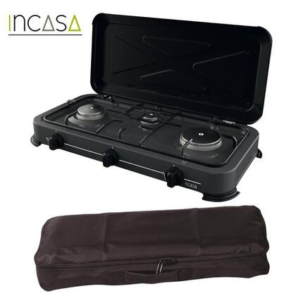 PACK INCASA Réchaud à gaz d'extérieur 3 feux + Sacoche de transport - Camping