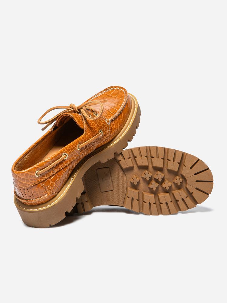 Chaussures bateau Femme LAZARIA Croco Cognac 4/4