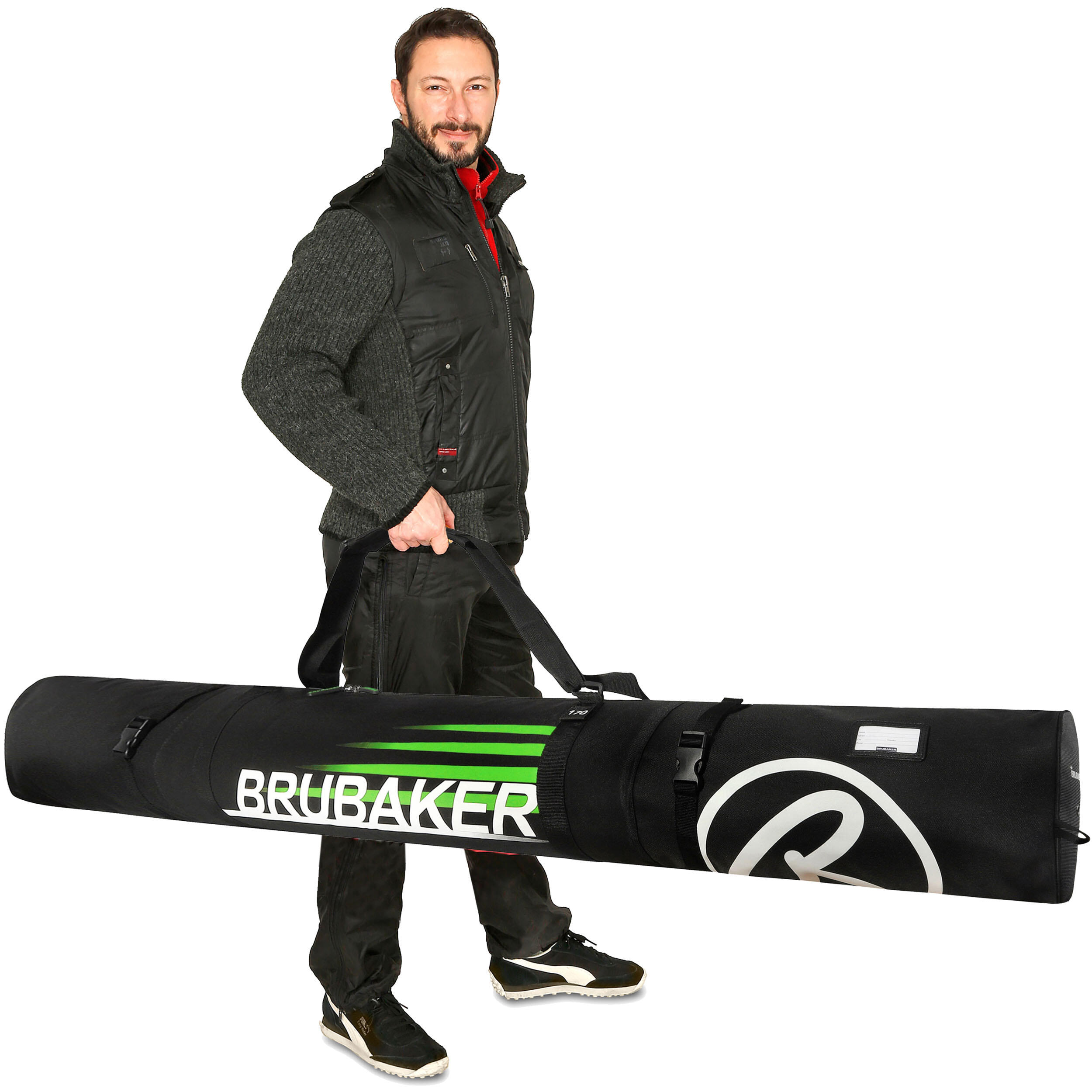 BRUBAKER Carver Champion Funda esquís 1 par+bastones 170cm Negro/Verde 2/5