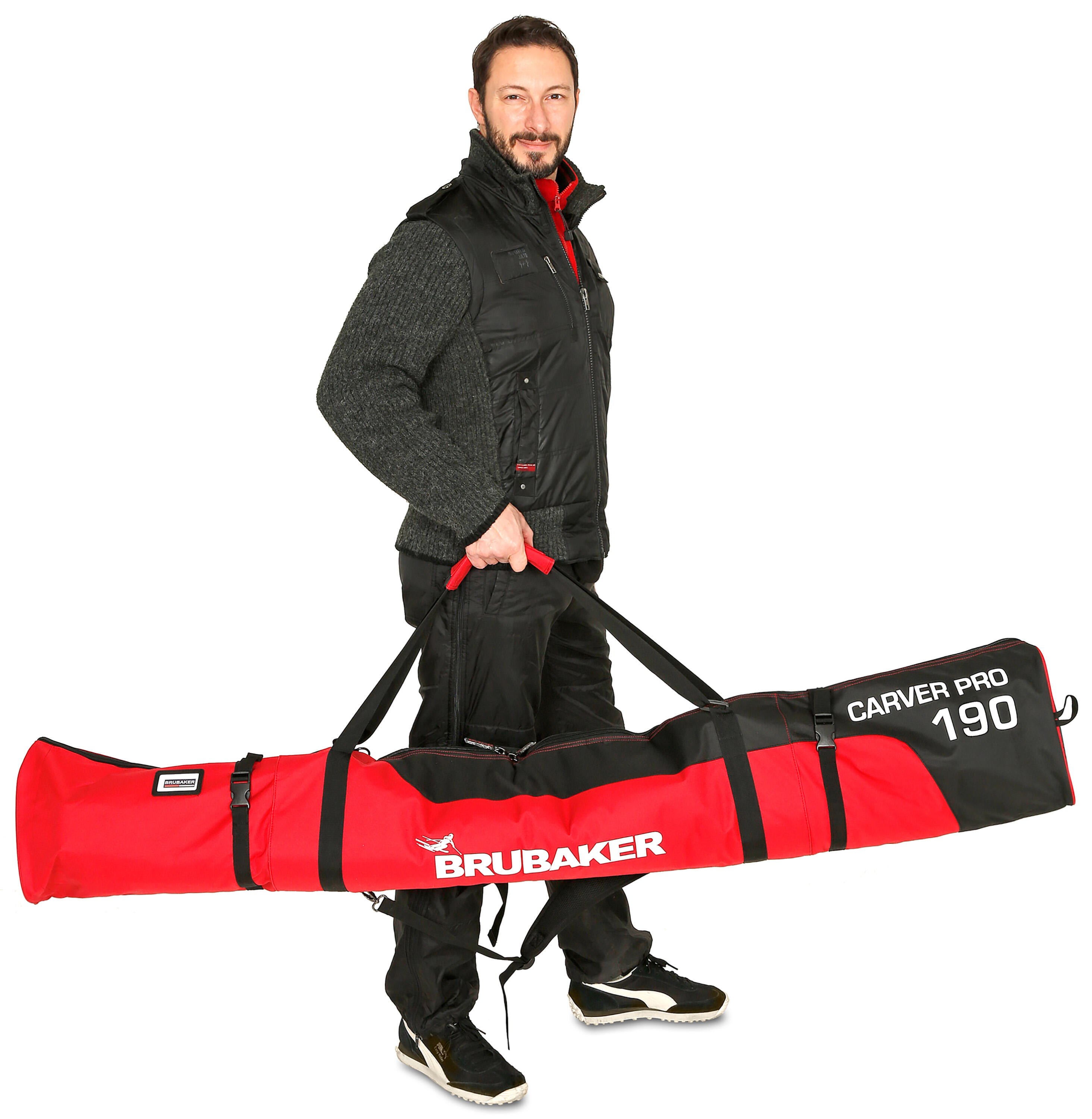 BRUBAKER Carver Pro torba na narty 190 cm czerwono czarna 3/5