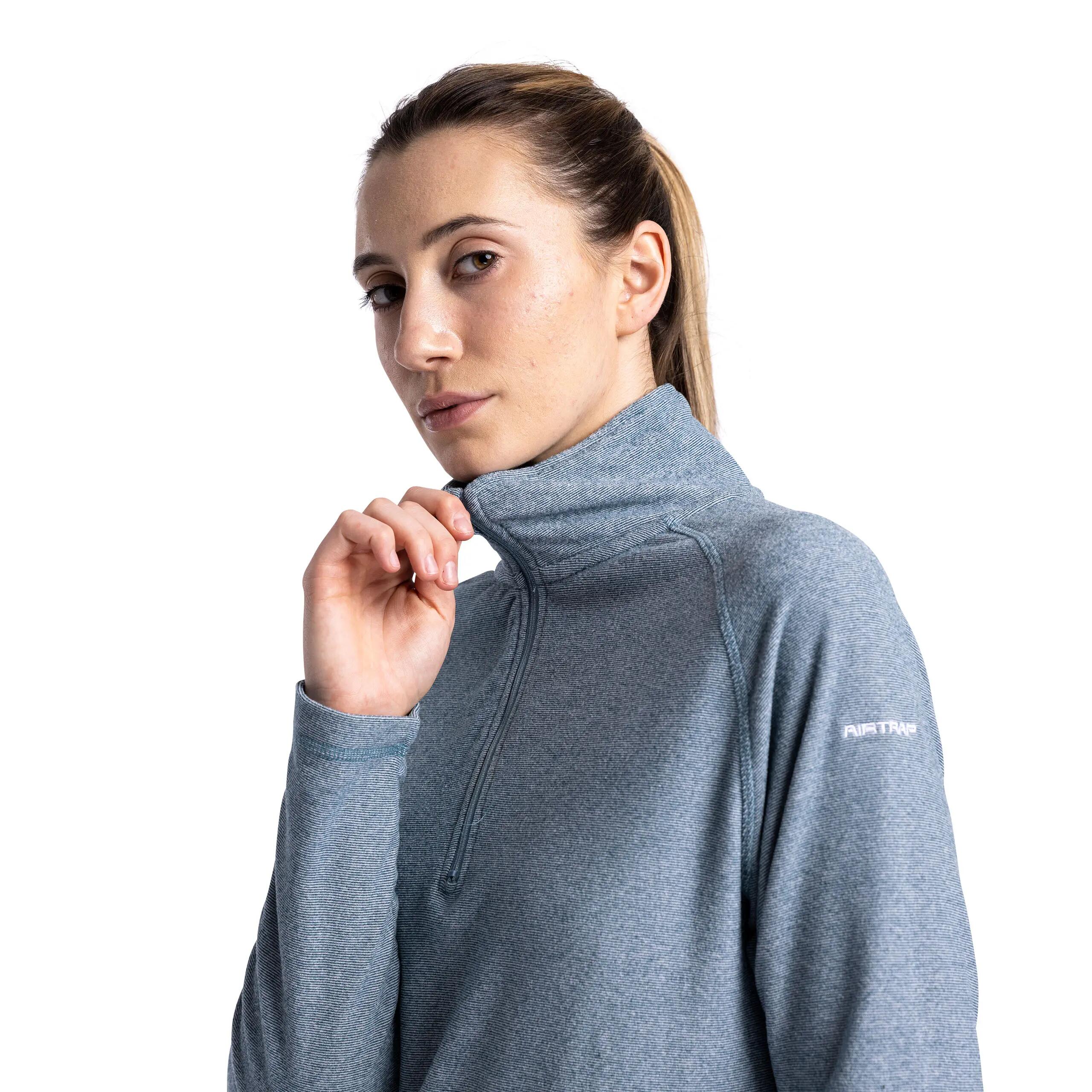 Womens 1/2 Neck Zip Brushed Back Fleece Top - Meadows 4/5