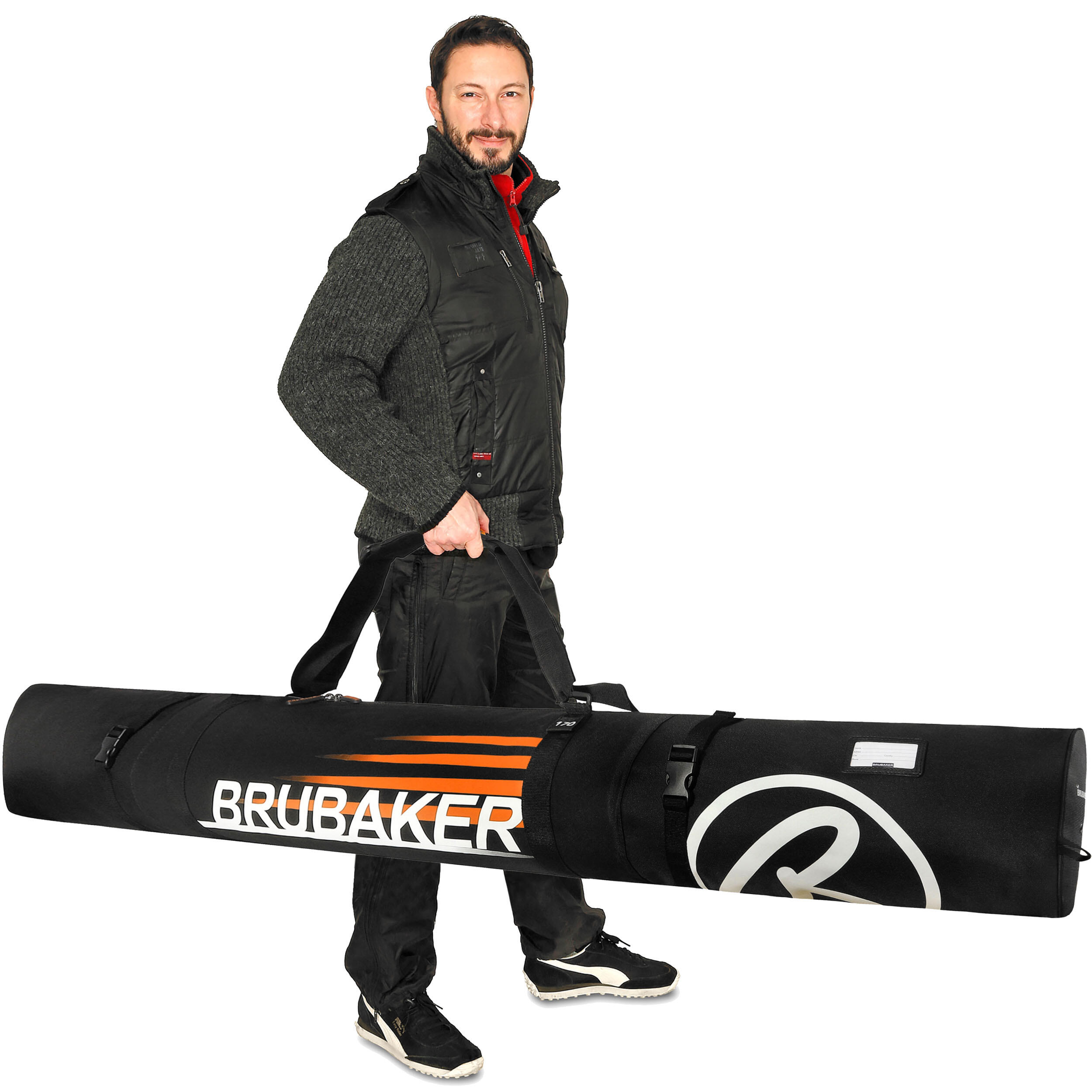 Lyžařský vak Carver Champion 170 cm s podšívkou, černo - oranžový 2/5