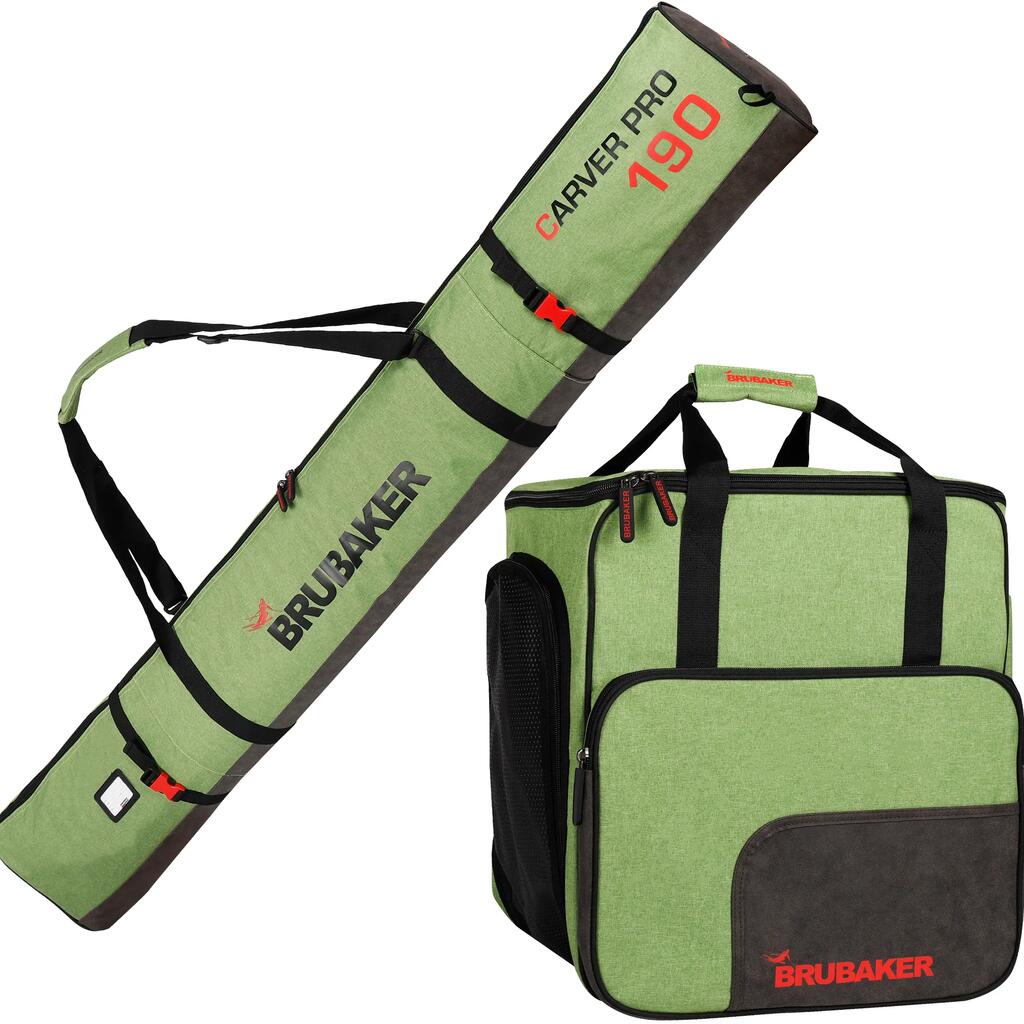 BRUBAKER Carver Performance Ski Bag Set Green Melange/Black