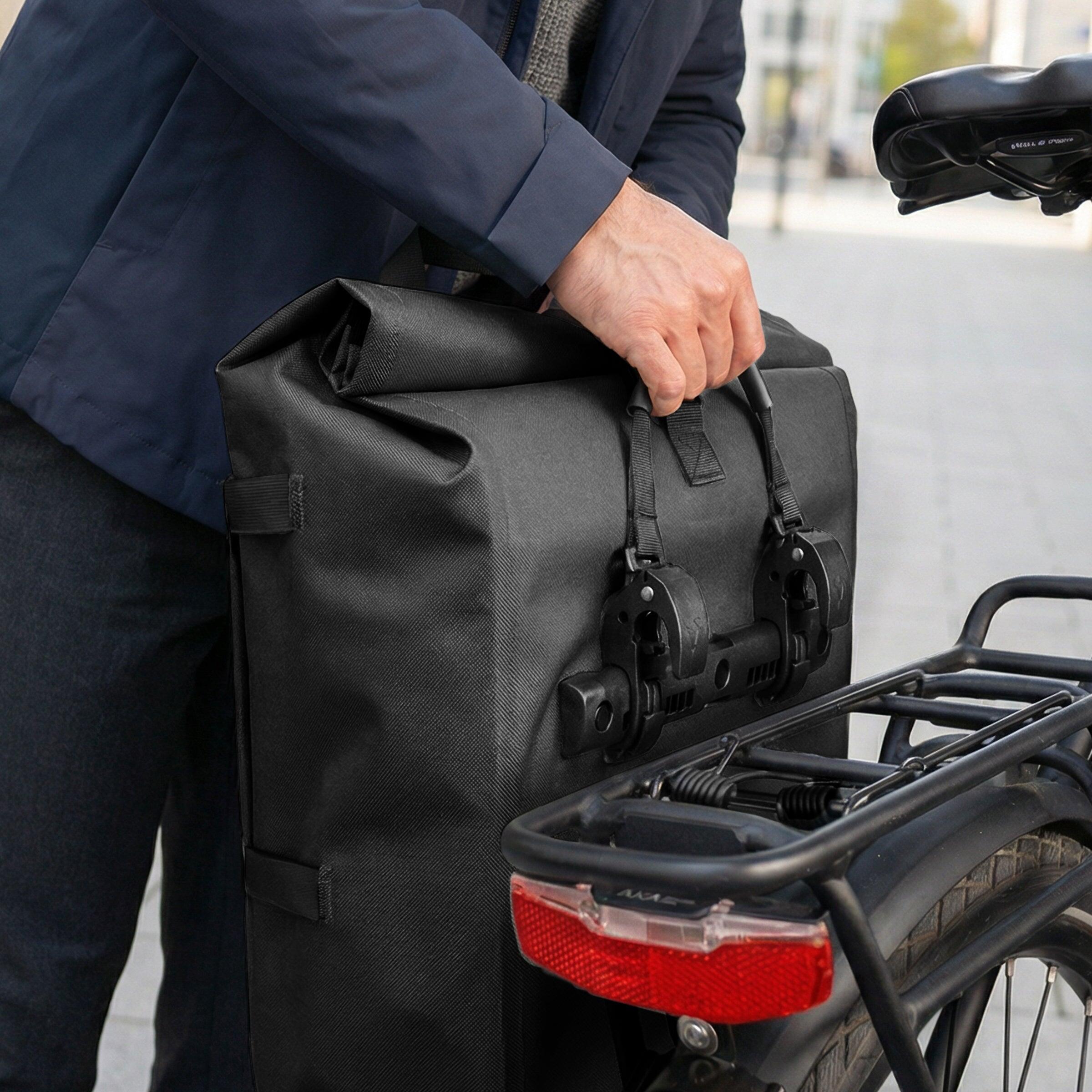 Sacoche Vélo 2en1 & Sac à Dos - 28L Imperméable - Porte-bagages pour E-Bik 3/8