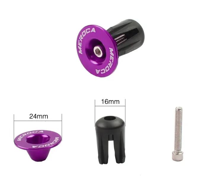 Bouchons de cintre vélo 22 à 24 mm violets en alliage avec vis M4 3/4