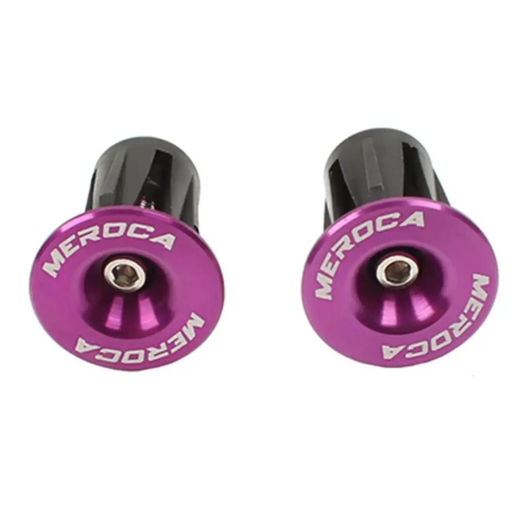 Bike handlebar end plugs 22–24 mm purple aluminium with M4 bolt
