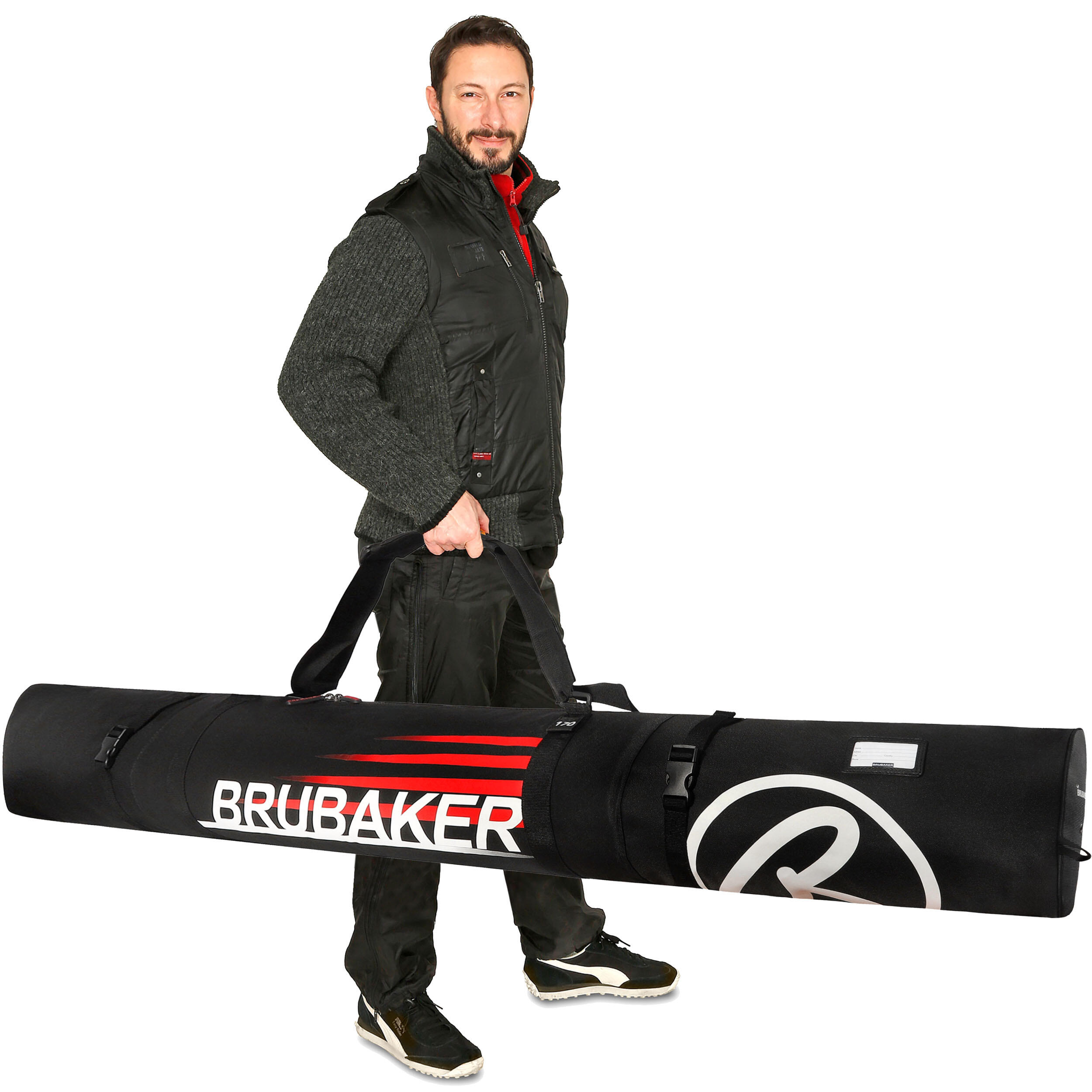BRUBAKER Carver Champion Sac à skis rembourré 170cm Noir/Rouge 2/5
