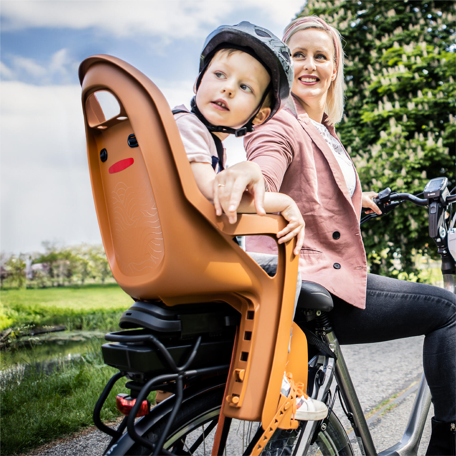 Silla Bicicleta fijácion Trasera Portaequipajes Groovy XR Márron Caramelo 5/7