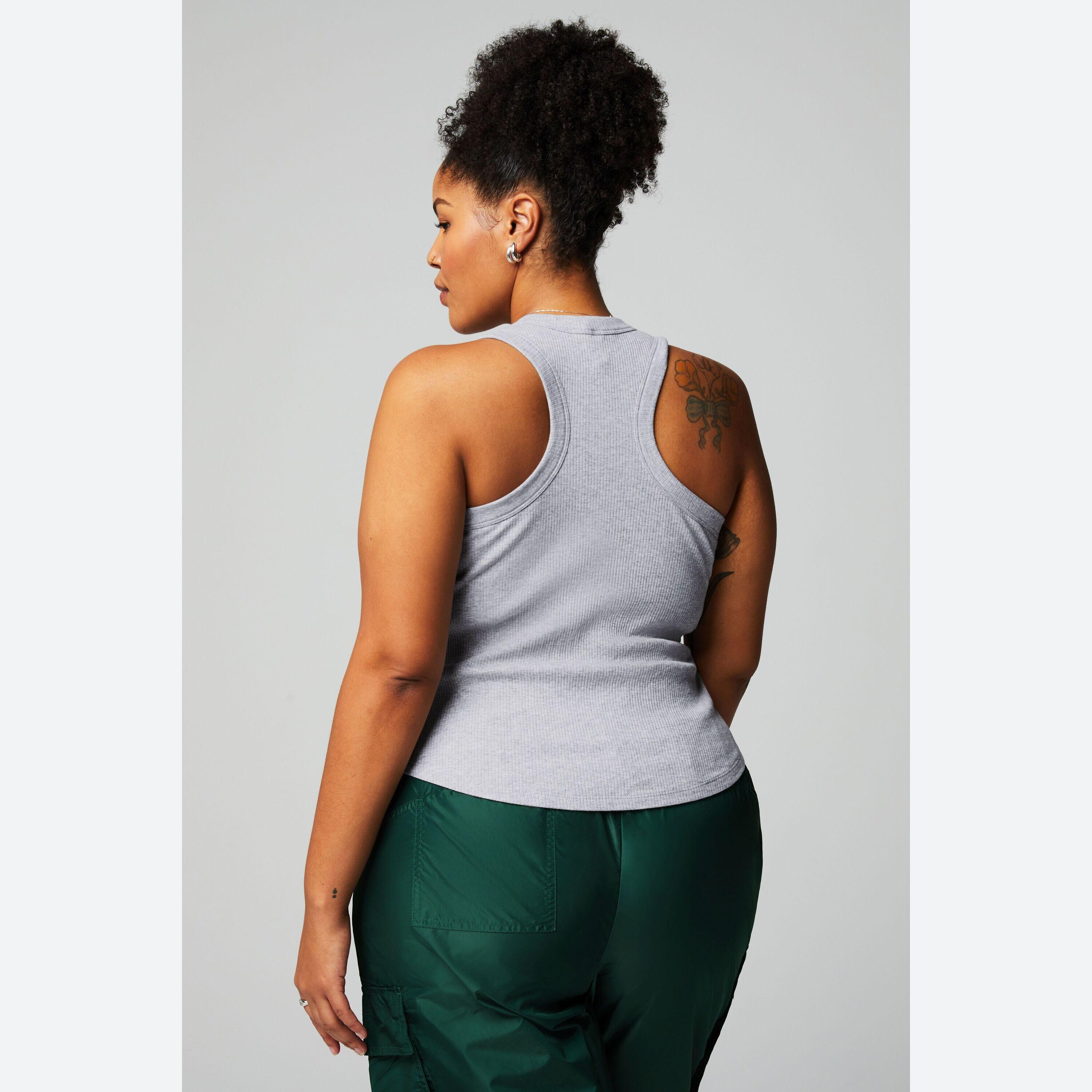 Damen Tanktop High Neck Rib Mit Integriertem Bh 3/4
