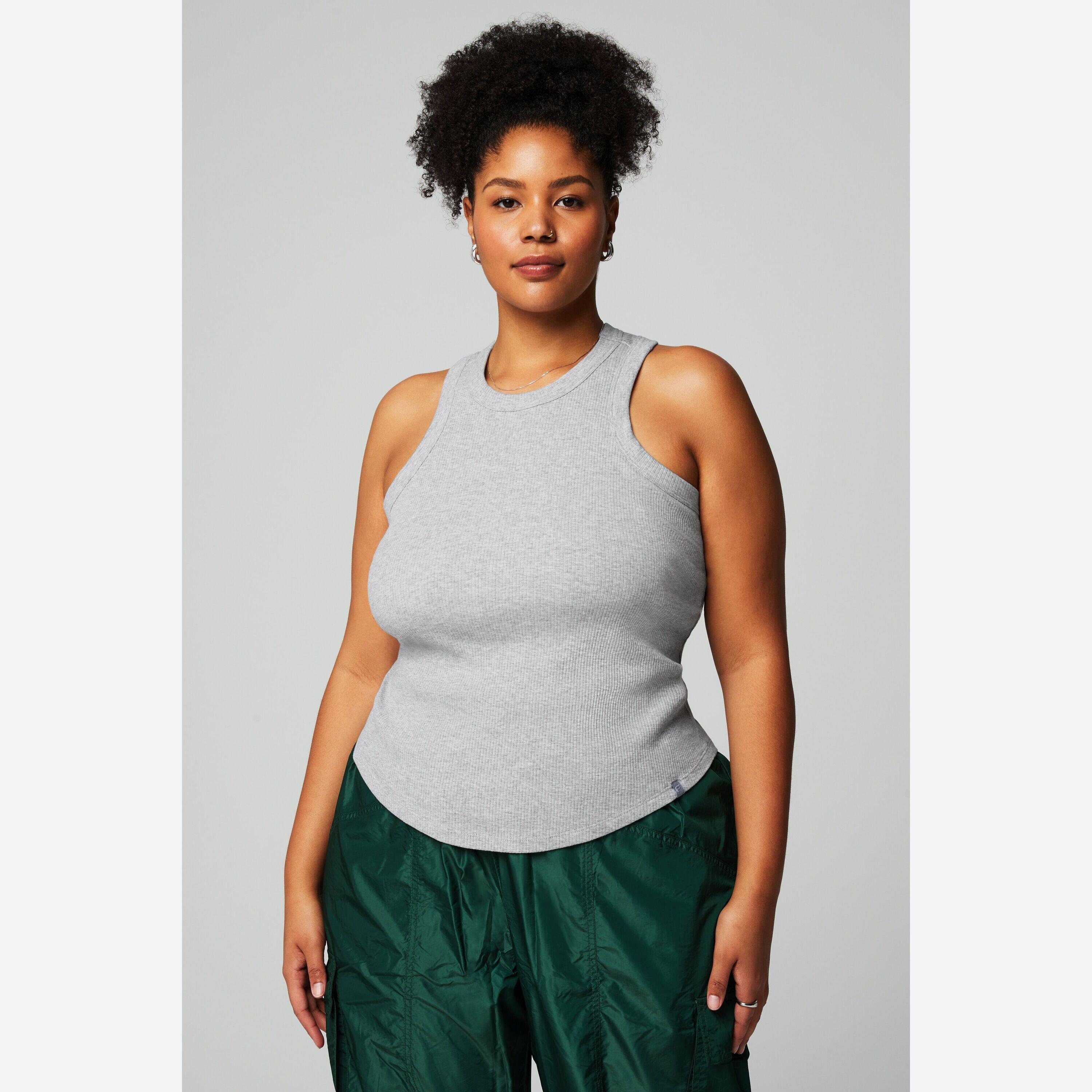 Fabletics - Débardeur Femme Col Montant Côtelé Avec Soutien-gorge Intégré - Débardeur - Gris - Decathlon