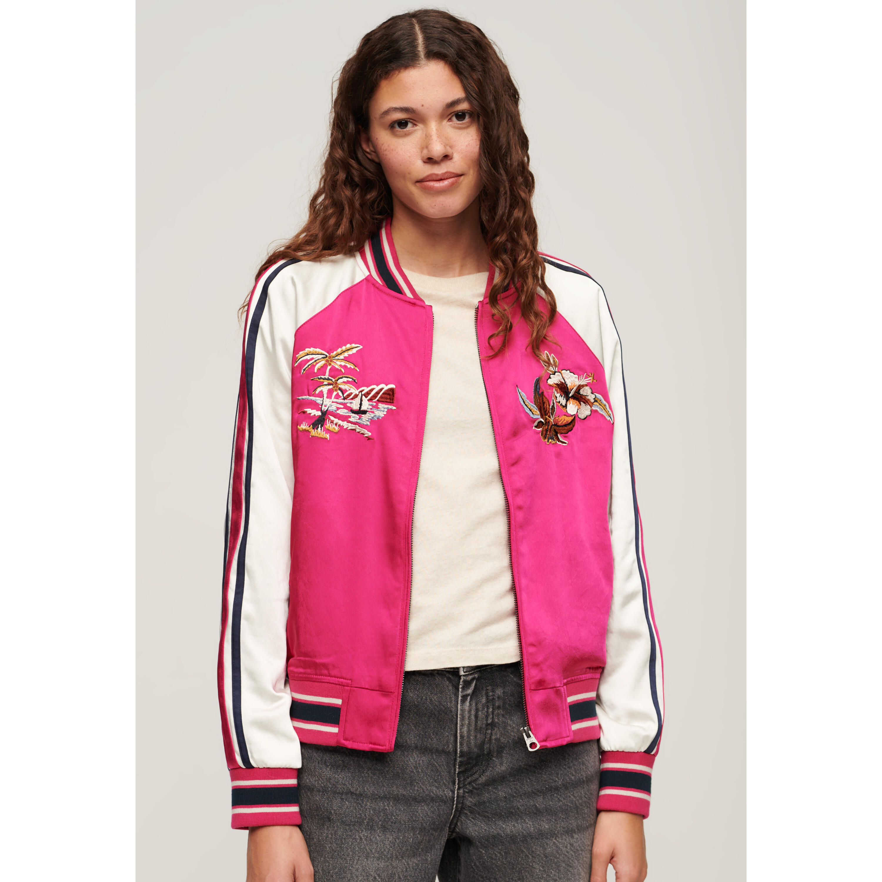 Superdry - Blouson Bordé Femme Superdry Suikajan - Maillot Manches Longues - Rose - Decathlon