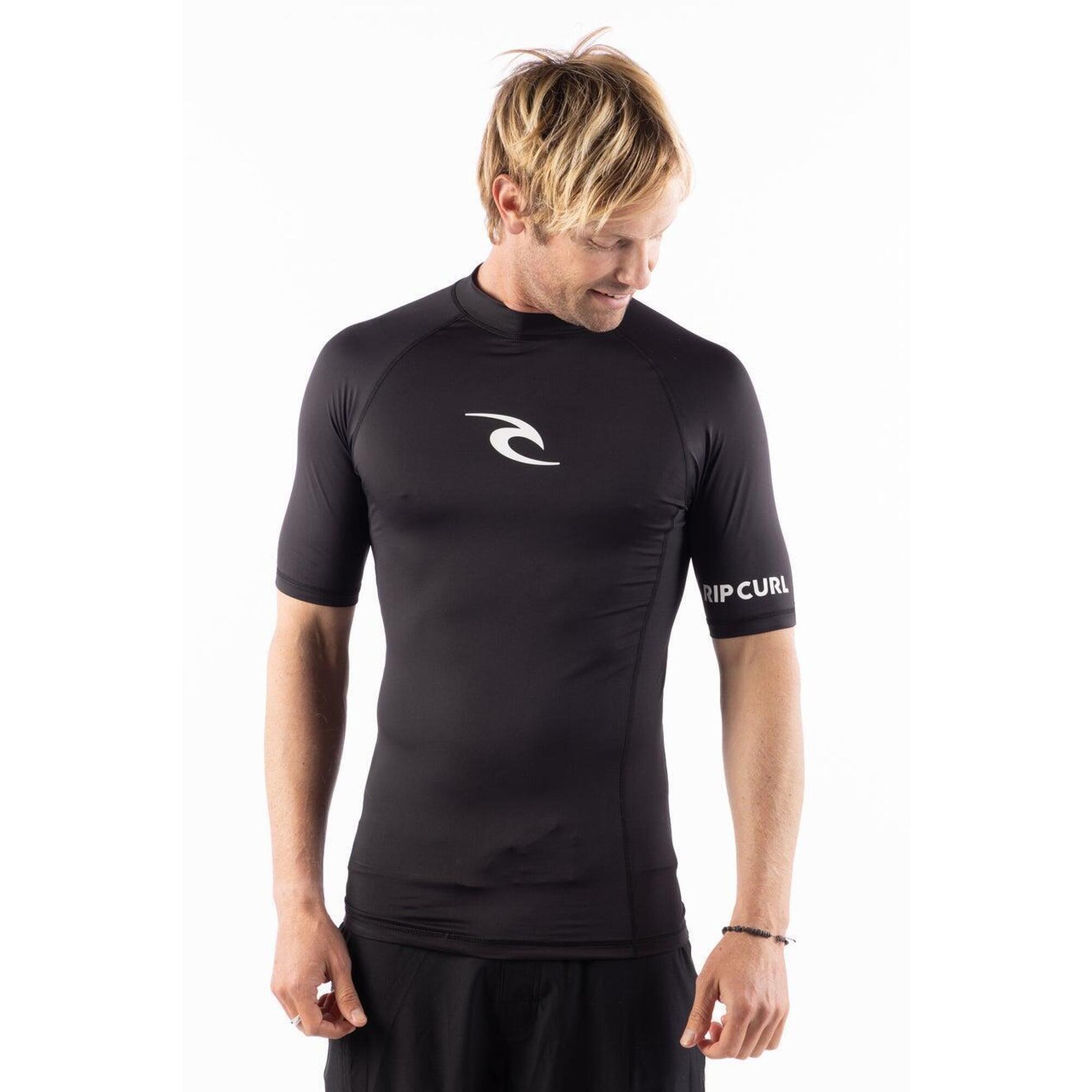 Rip Curl - T-shirt Homme Anti-uv Ajusté Manches Courtes Upf50+ Noir - T-shirt Anti-uv - Noir - Decathlon