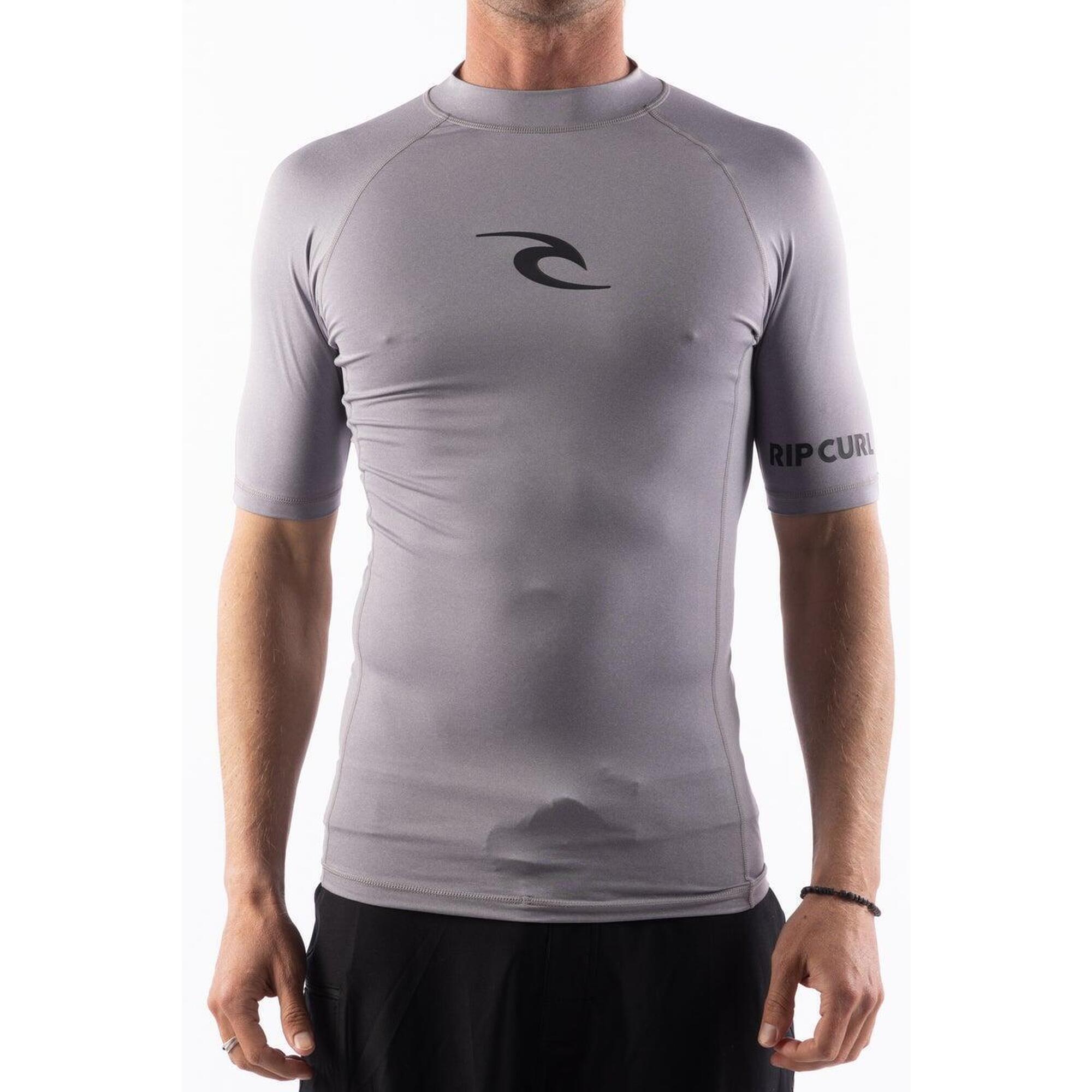 Rip Curl - T-shirt Homme Anti-uv Ajusté Manches Courtes Upf50+ Noir - T-shirt Anti-uv - Gris|mauve - Decathlon