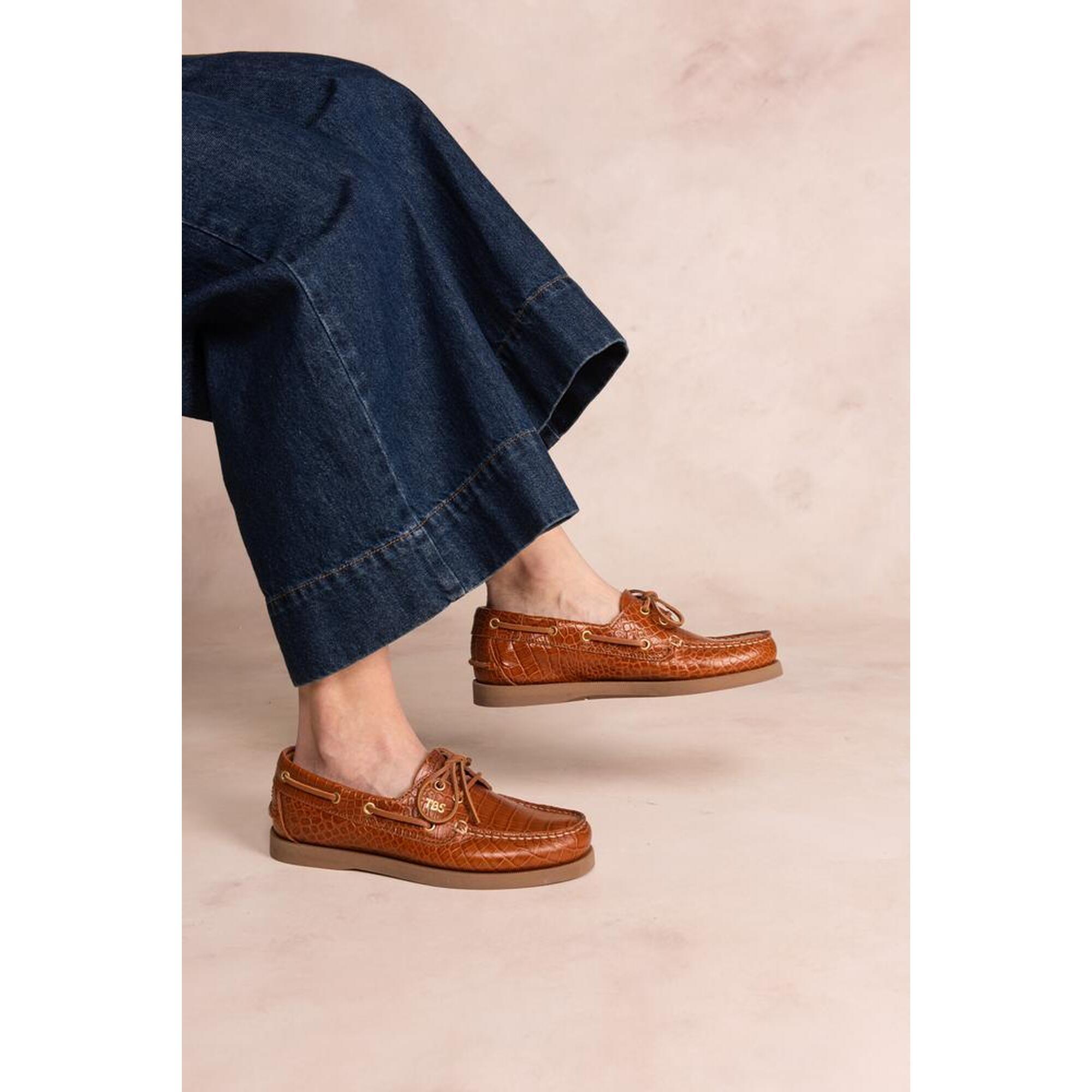 Tbs - Chaussures Bateau Femme Phenise Croco Cognac - Chaussures Bateau - Marron - Decathlon